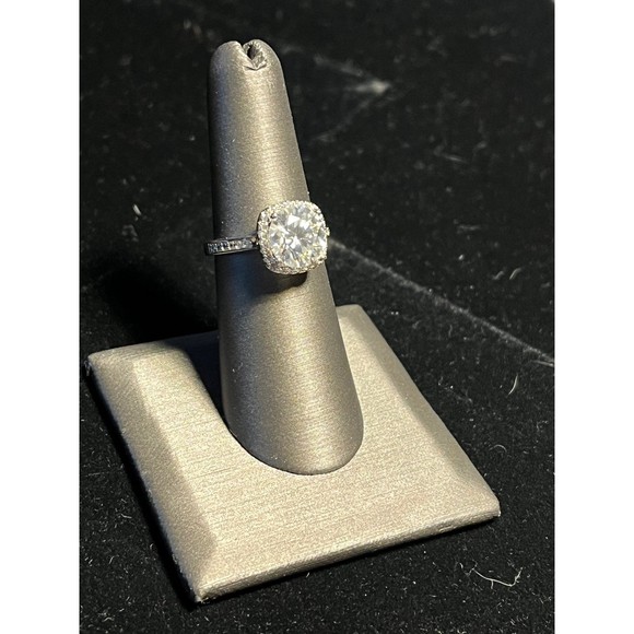 Certified 3 Ct Moissanite Halo Engagement Ring, Size 6 - Picture 6 of 10